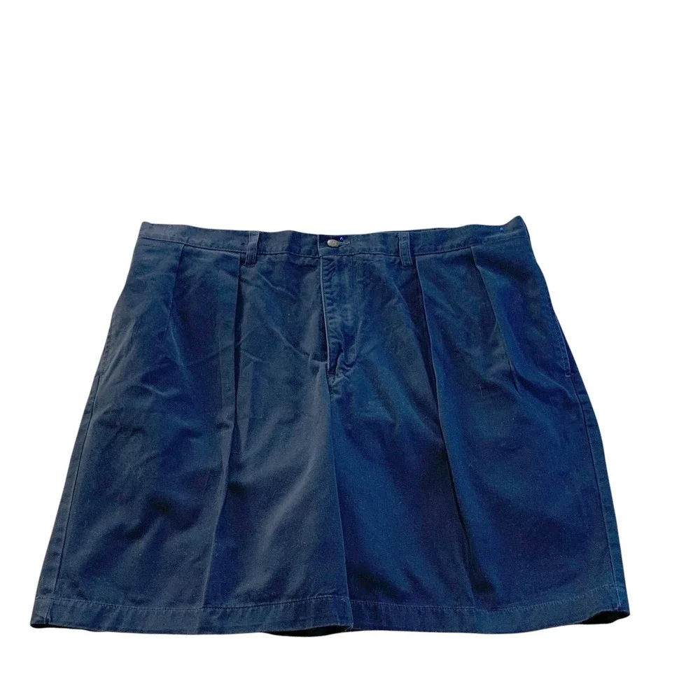Polo Ralph Lauren Tyler Short Mens 38 Navy Blue Pleated Chino Preppy Classic Dad